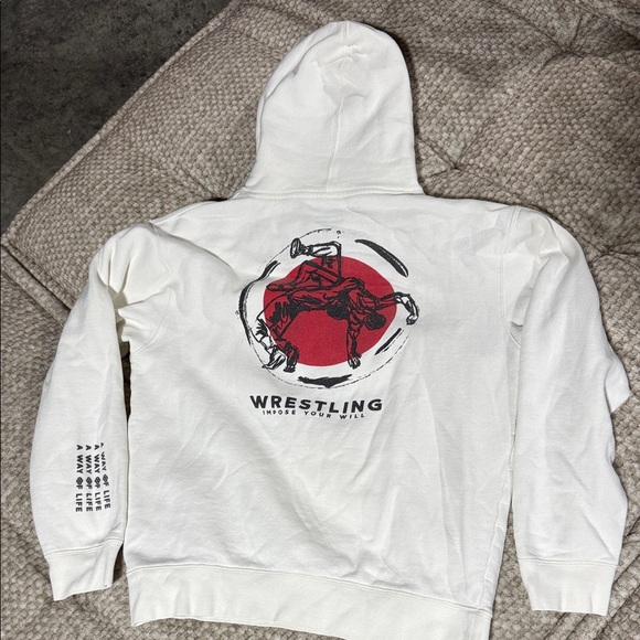 Men's White Wrestling Hoodie - Picture 3 of 5
